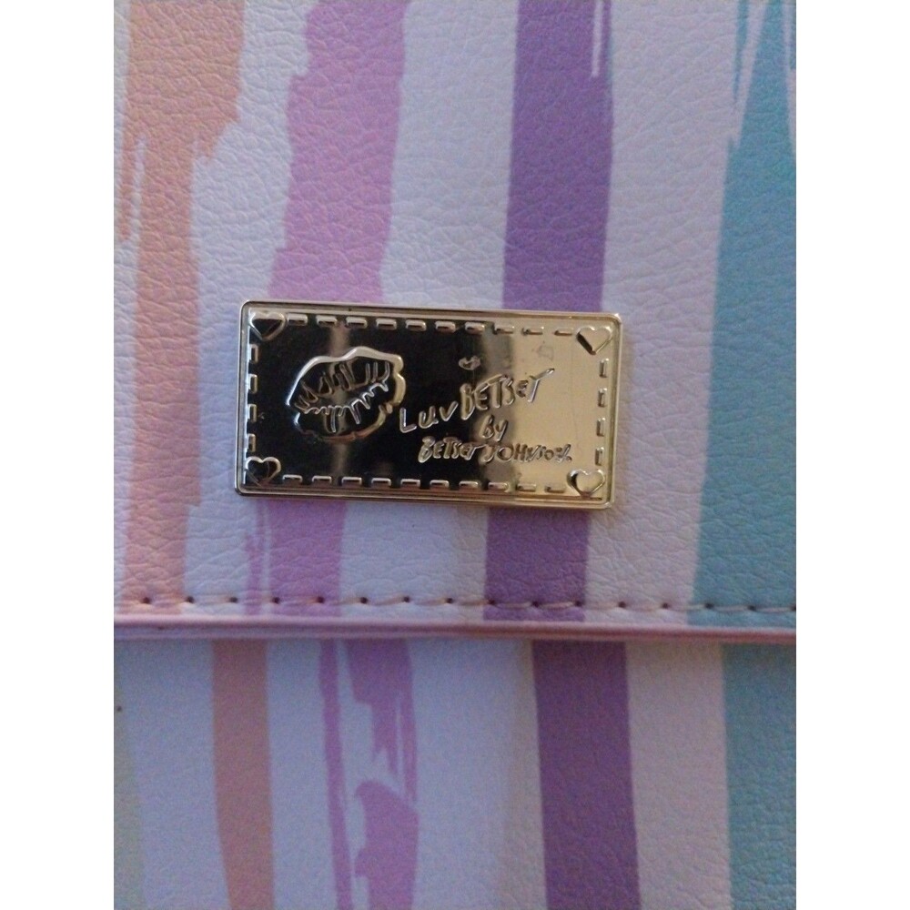 Betsey Johnson Be Mine Pastel Striped Crossbody Bag Satchel Flap Purse Small - Picture 3 of 10